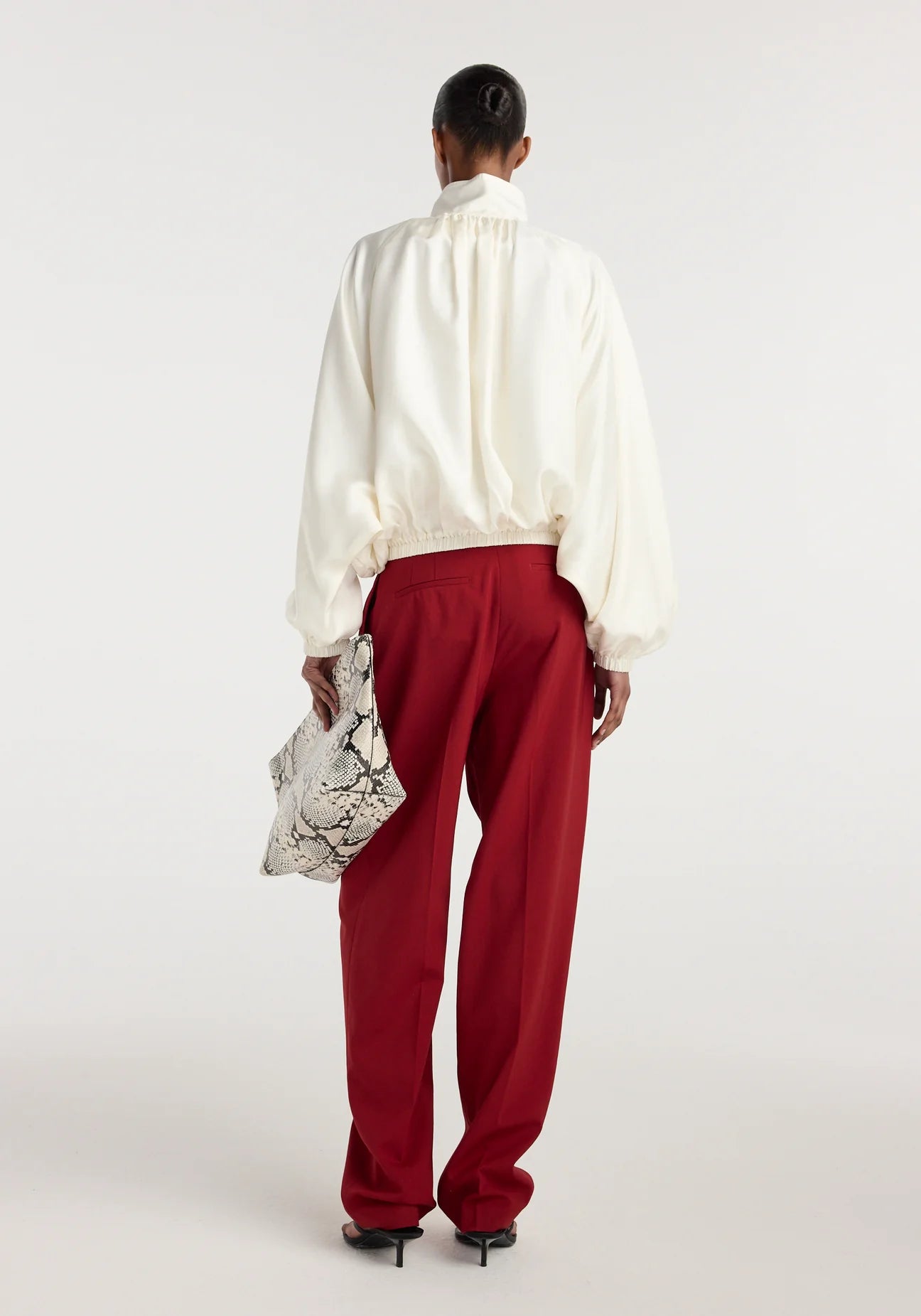 silk blouson anorak: cream