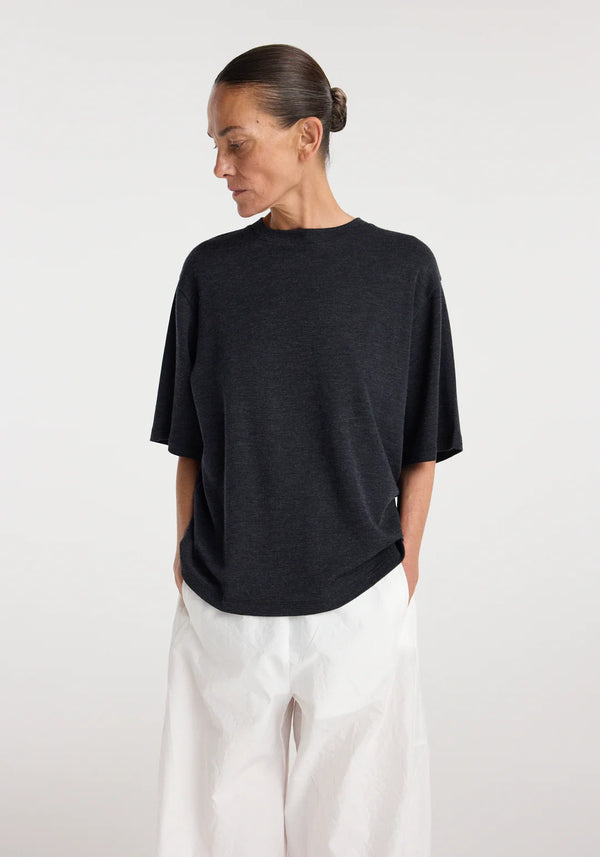 oversized merino t-shirt: anthracite melange
