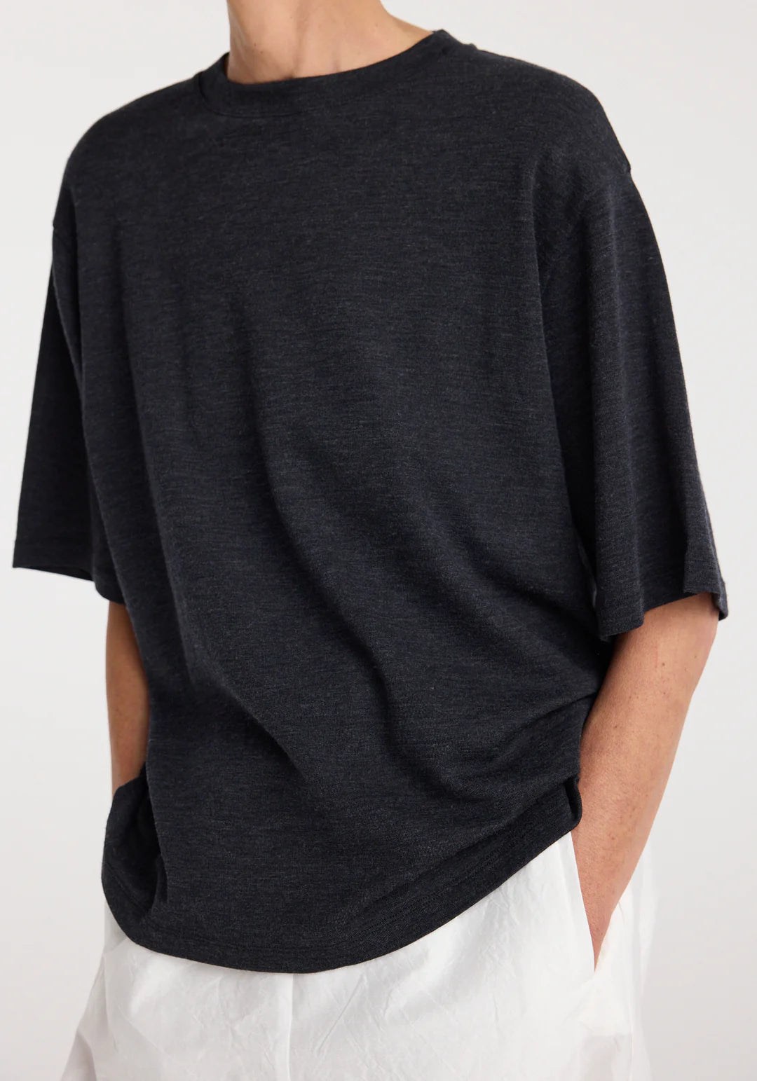 oversized merino t-shirt: anthracite melange