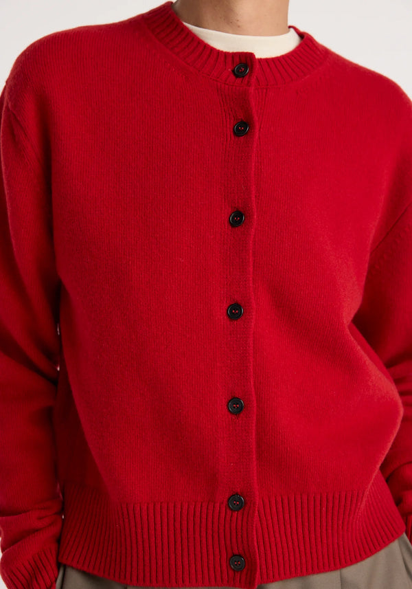 classic cardigan: red