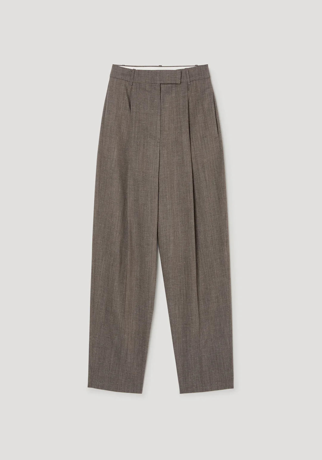 daria single pleat tapered trousers: earth slub