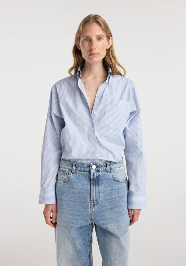 oxford striped shirt: blue stripe