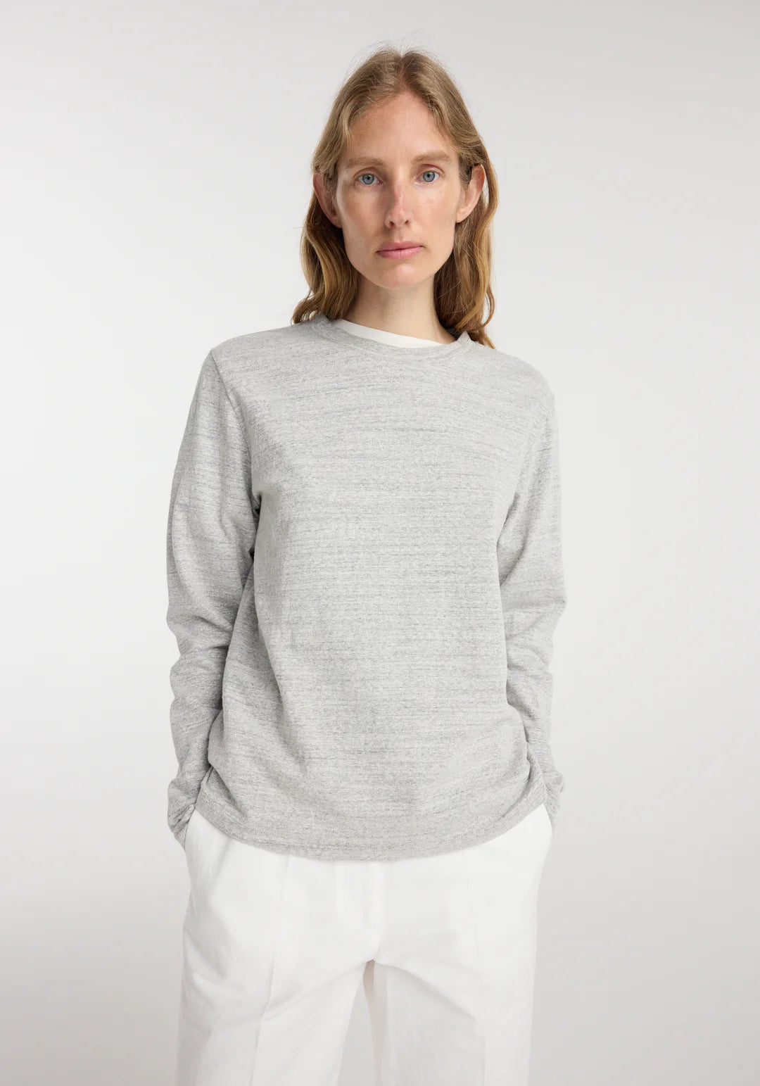 japanese mouliné jersey long sleeve: grey mouliné