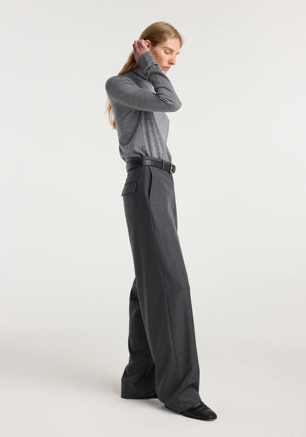 wide leg trousers: dark grey melange