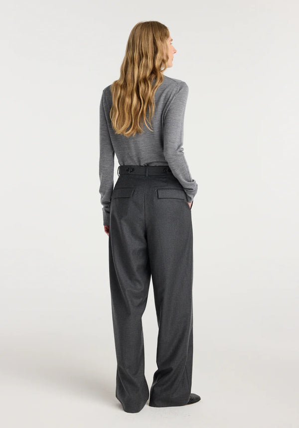 wide leg trousers: dark grey melange