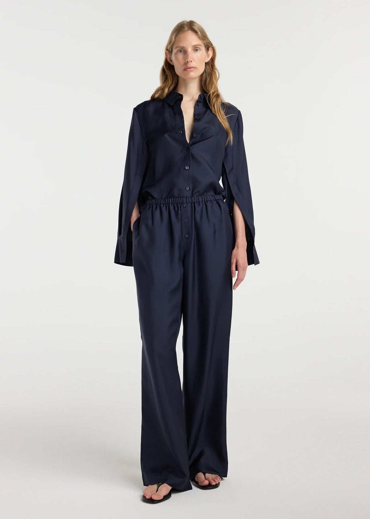 Silk Relaxed Trousers: Night
