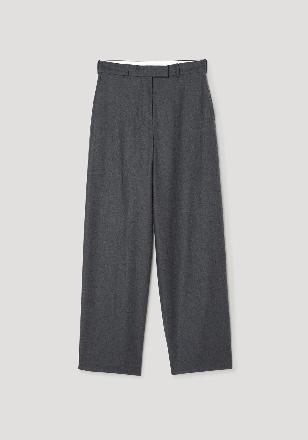 wide leg trousers: dark grey melange