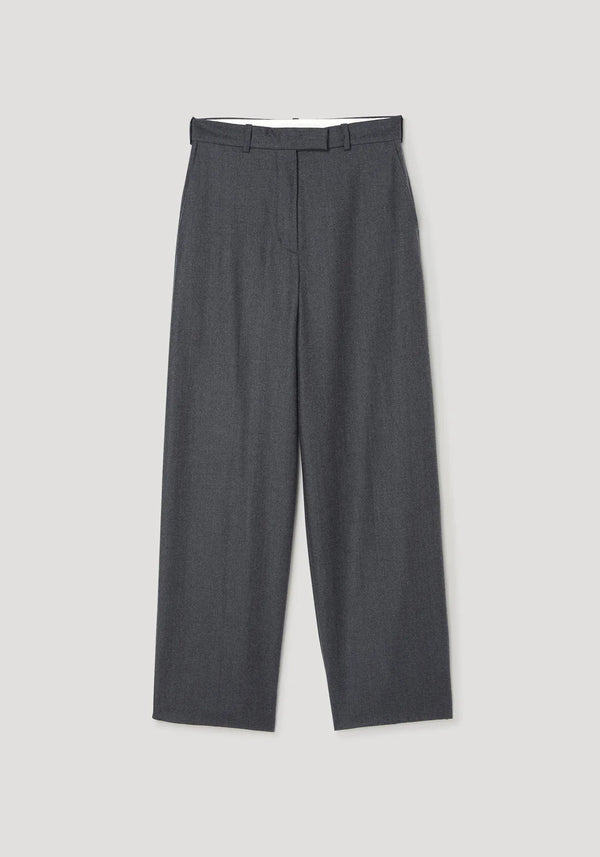 wide leg trousers: dark grey melange