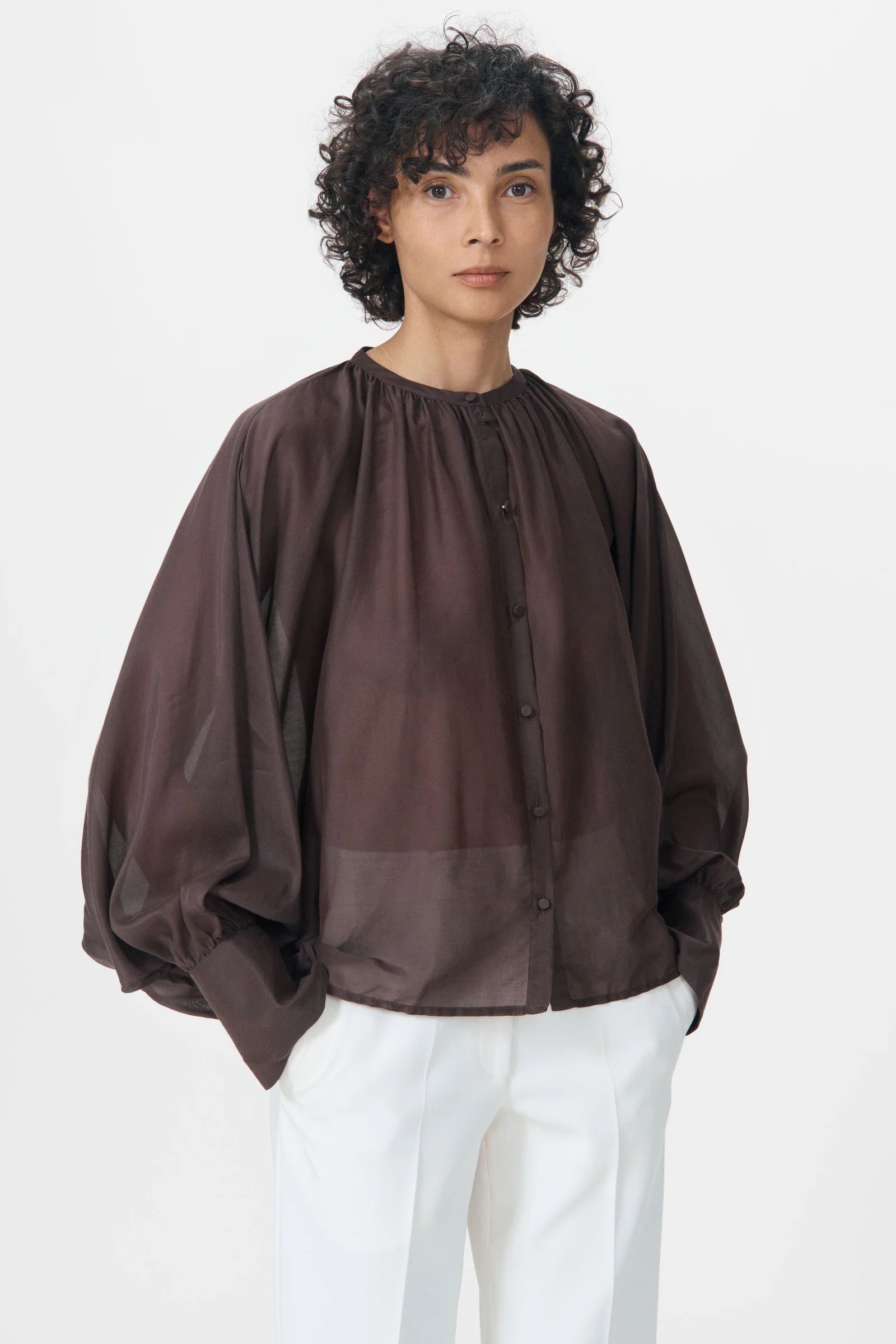 ALLONA BLOUSE: CHESTNUT