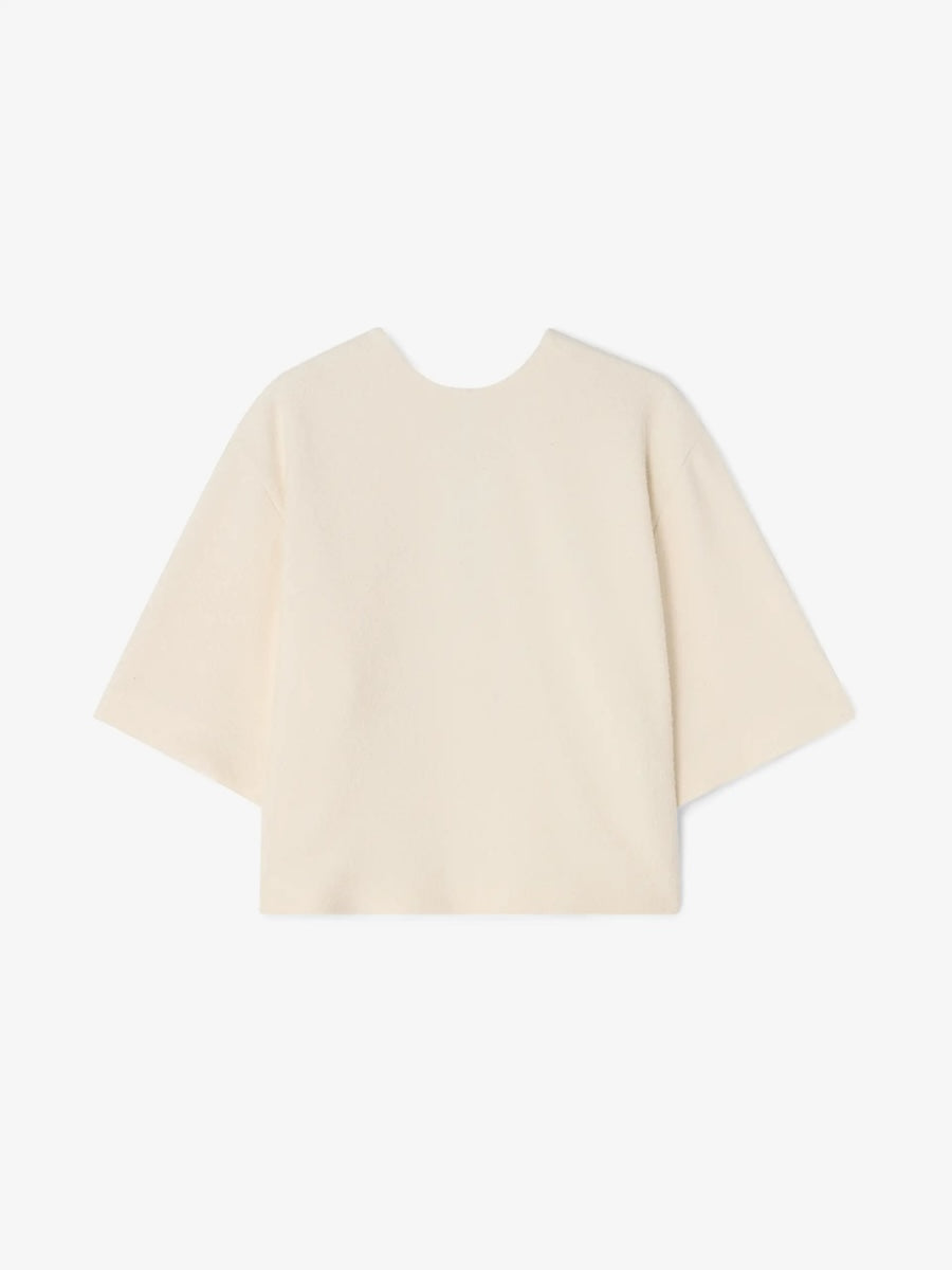 WOVEN BOUCLE T-SHIRT: CREAM WHITE