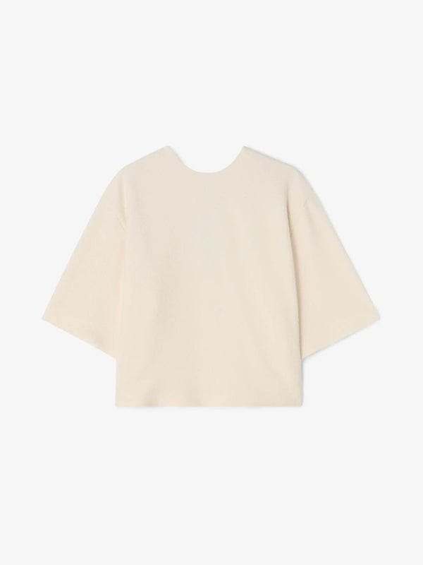 WOVEN BOUCLE T-SHIRT: CREAM WHITE