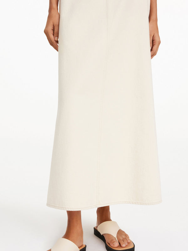 CARLAS DENIM MAXI SKIRT: OFF WHITE