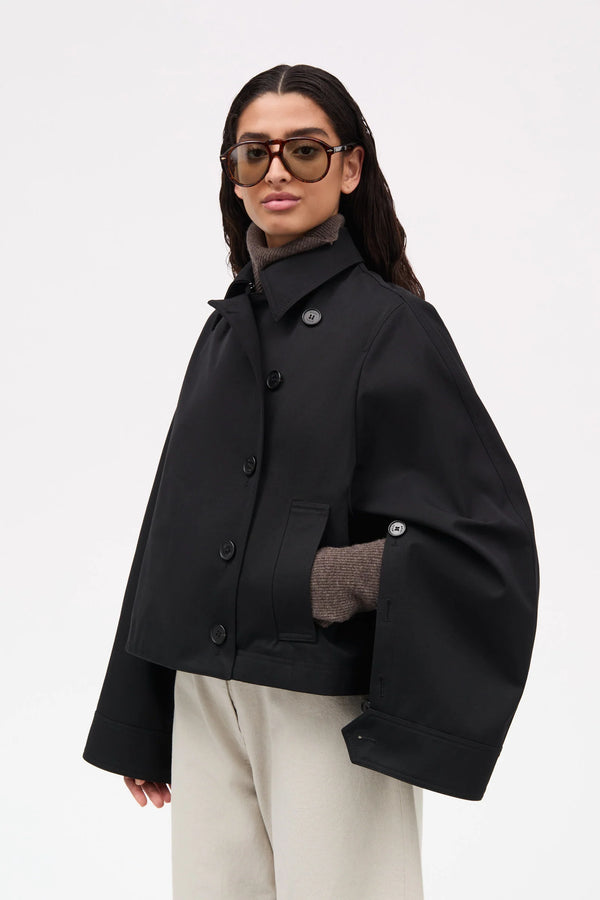 Calypso Bonded Cotton Jacket: Black