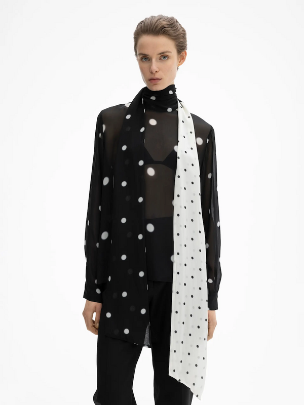 Dot Scarf Blouse: Black and White