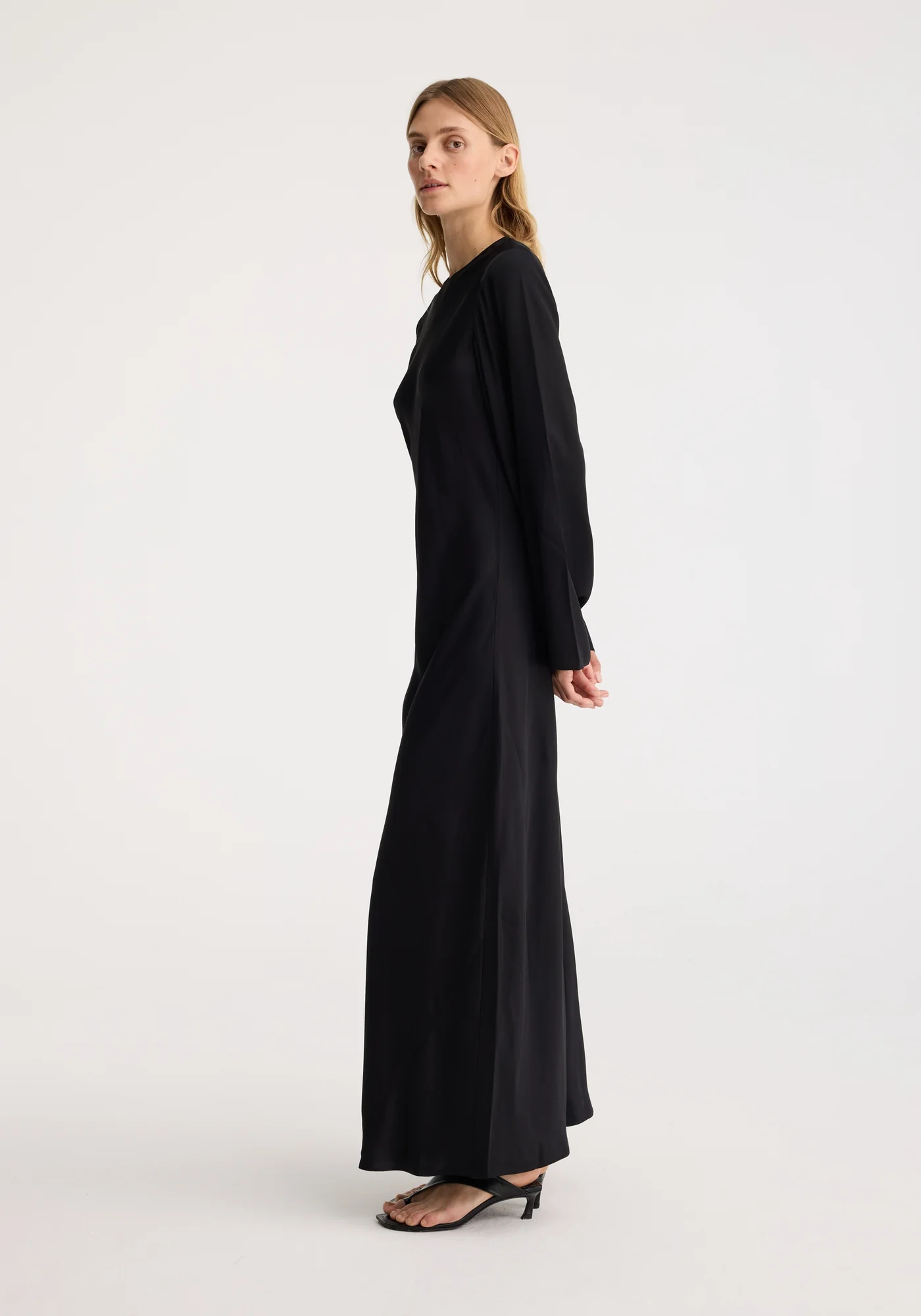 Minimal Satin Dress: Black