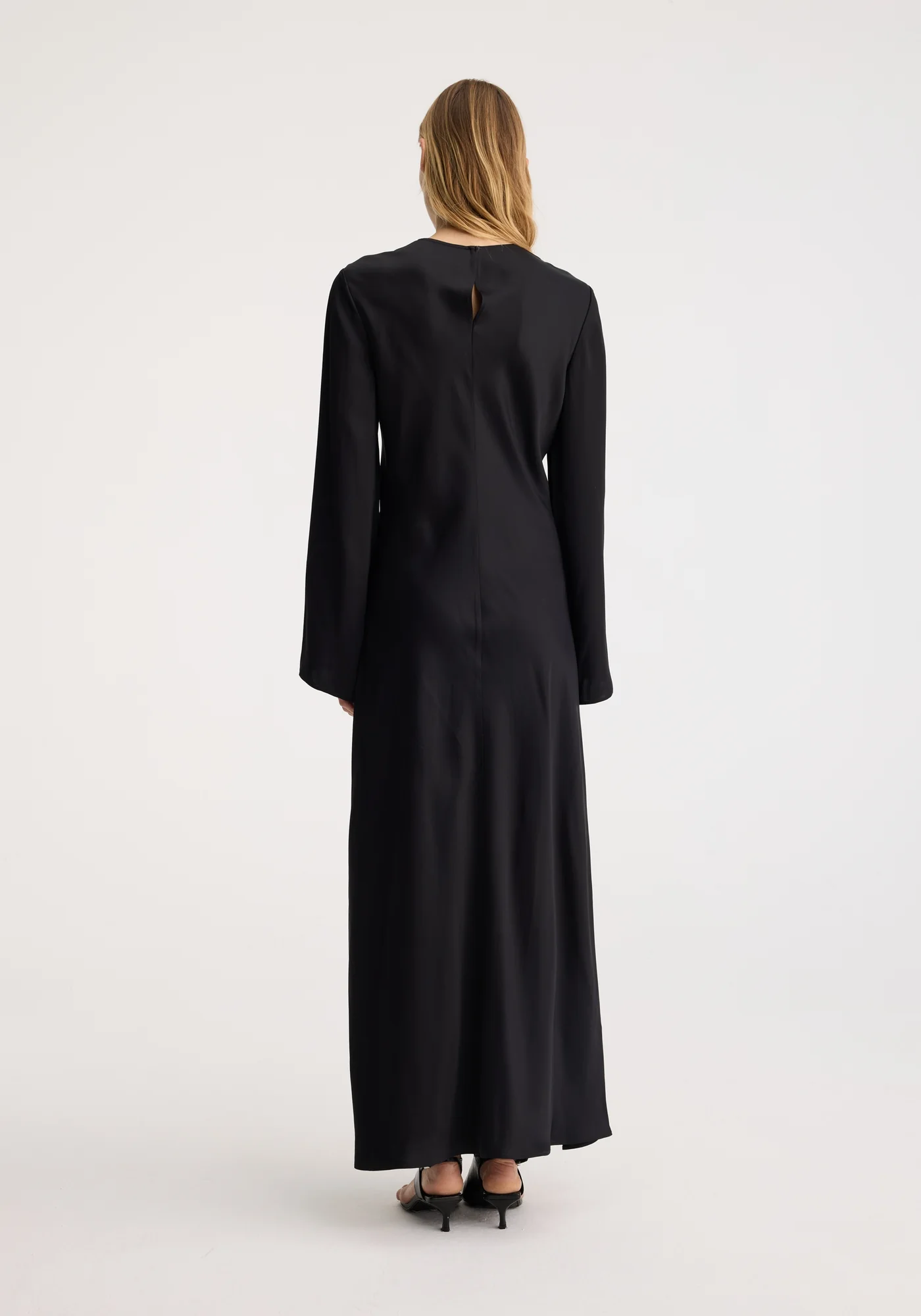 Minimal Satin Dress: Black