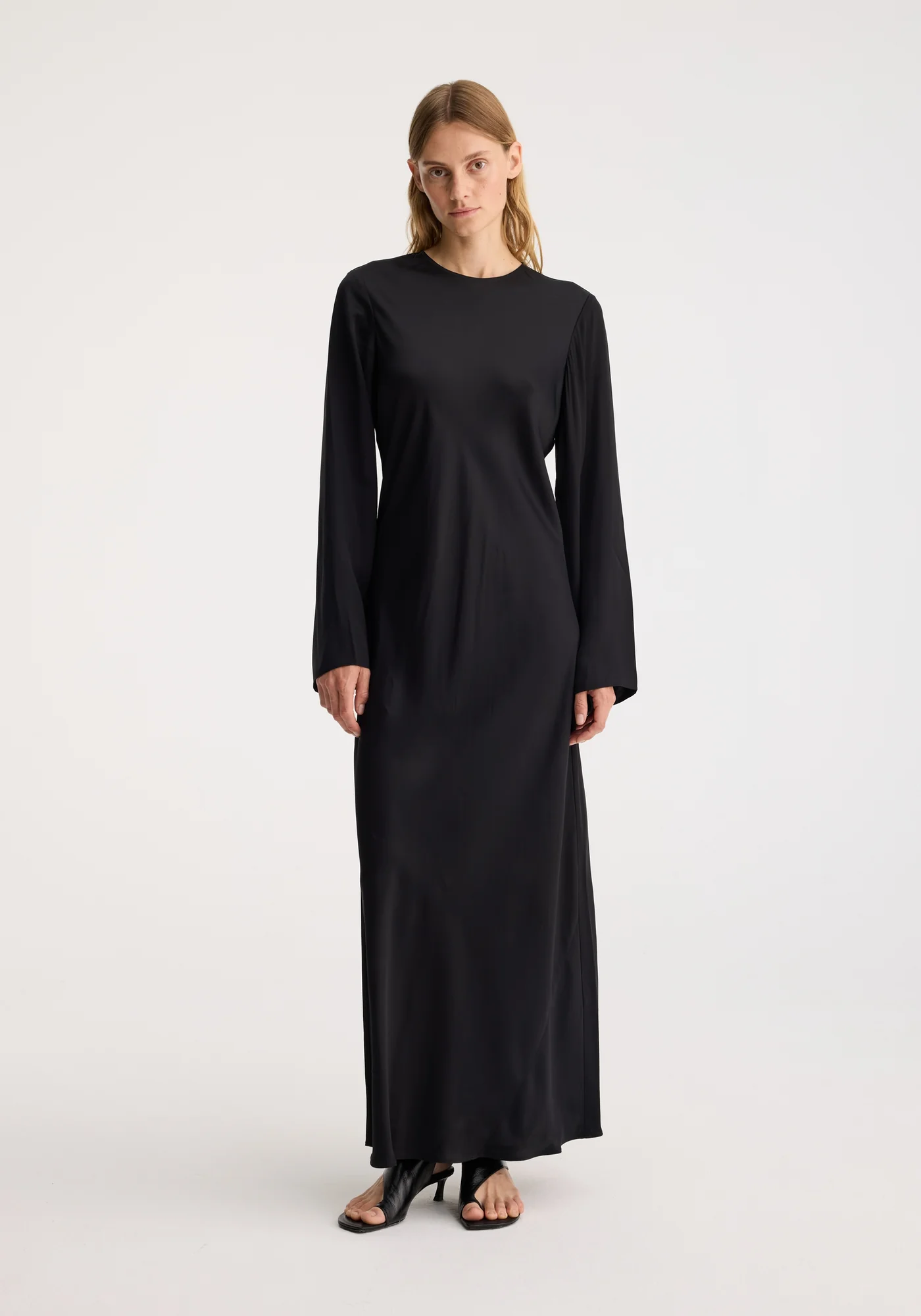 Minimal Satin Dress: Black