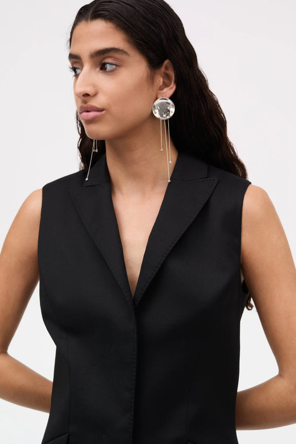 Dani Wool Vest Top: Black