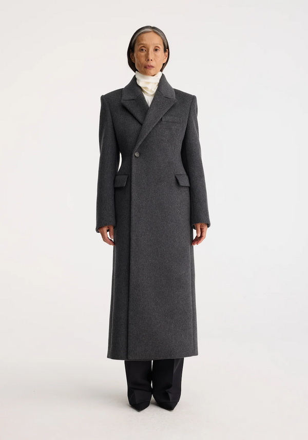 Fitted Textured Coat: Anthracite Melange