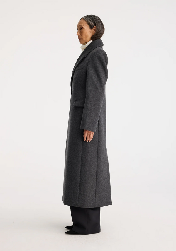 Fitted Textured Coat: Anthracite Melange