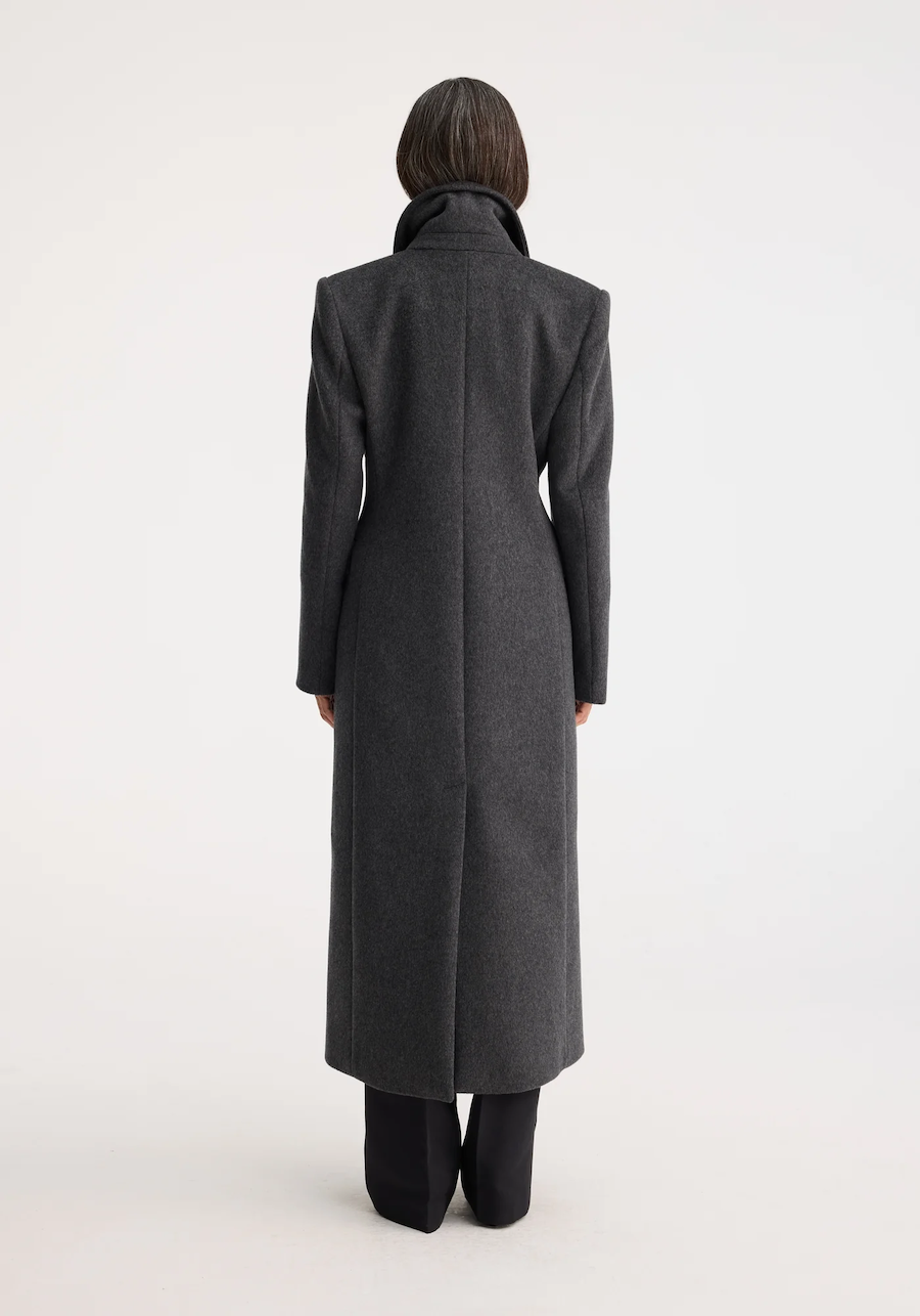 Fitted Textured Coat: Anthracite Melange