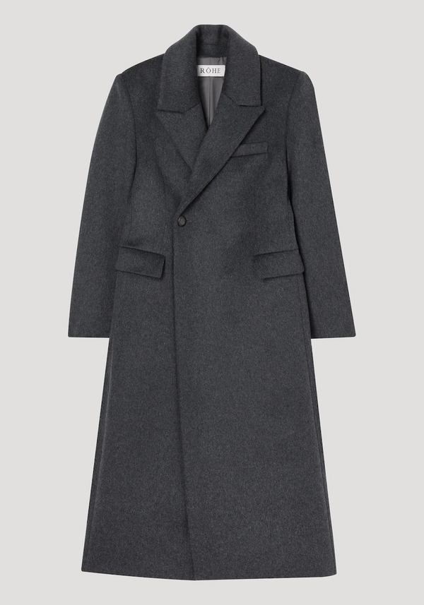 Fitted Textured Coat: Anthracite Melange