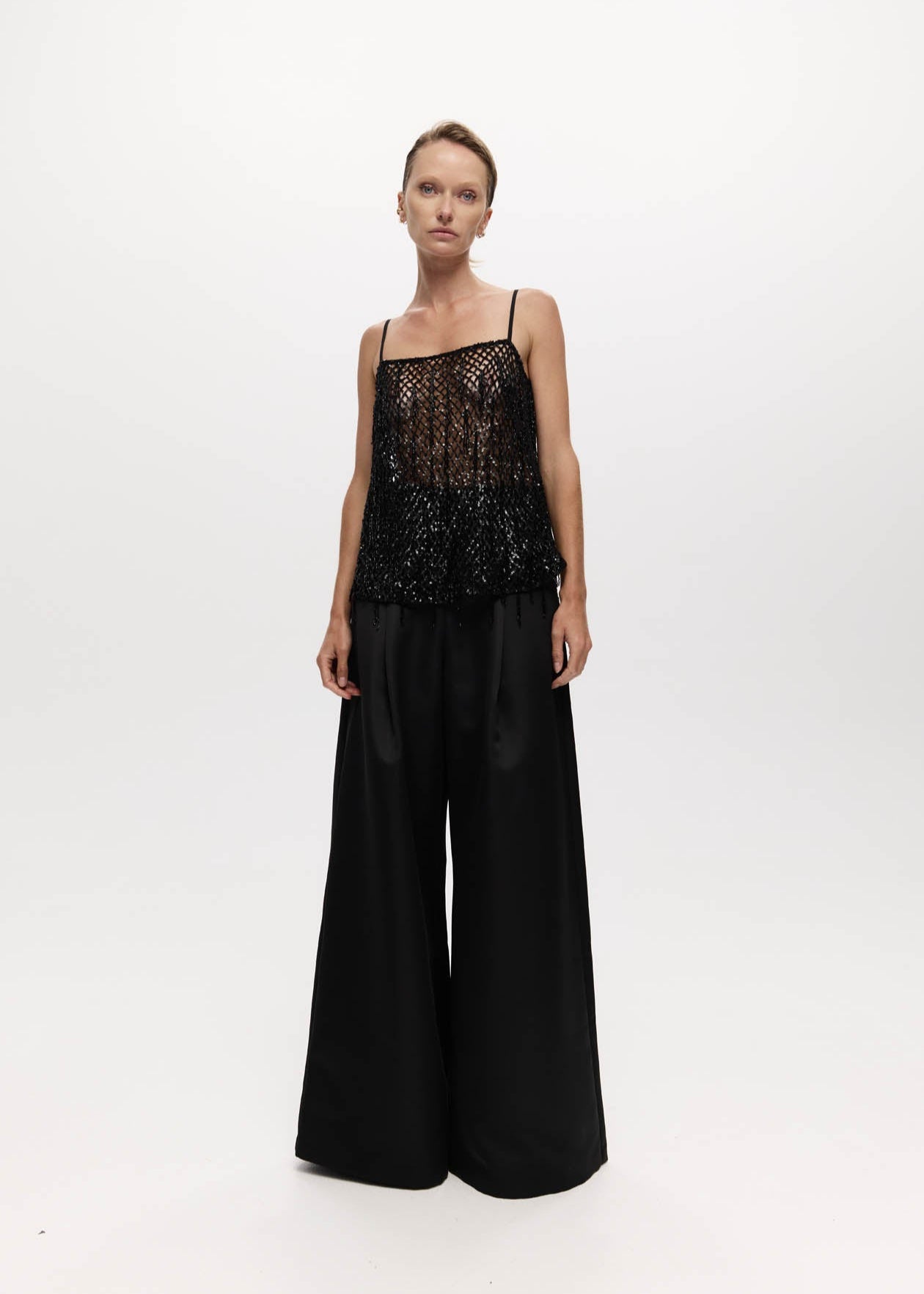 BEAD SINGLET TOP: BLACK