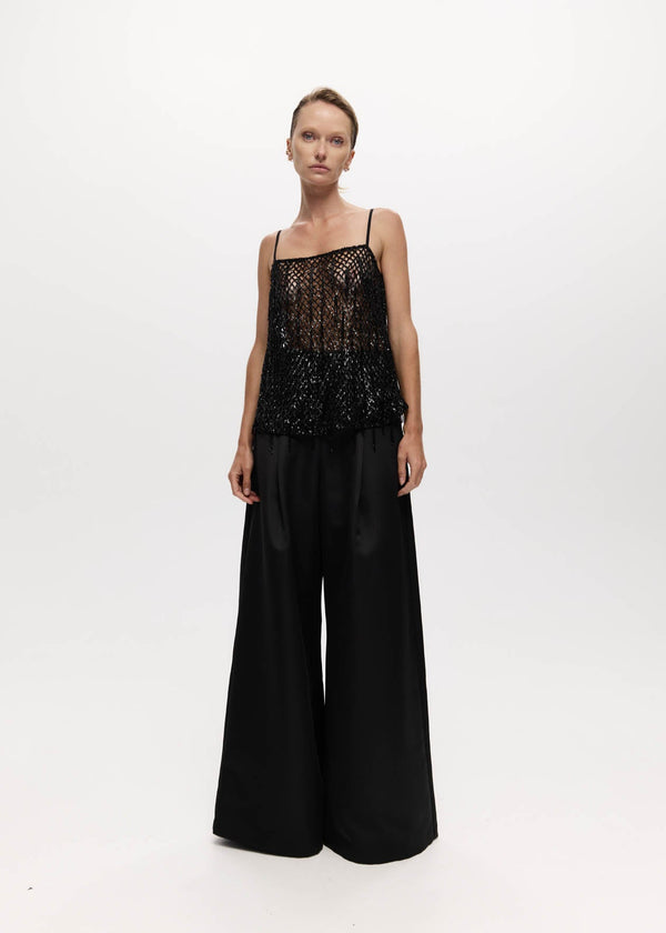 BEAD SINGLET TOP: BLACK