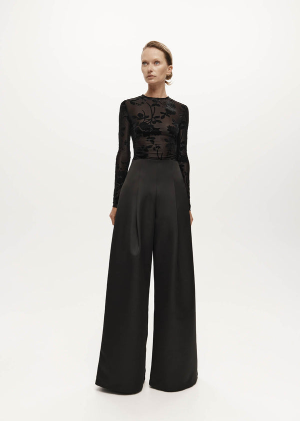KENNEDY TROUSER: BLACK SATIN
