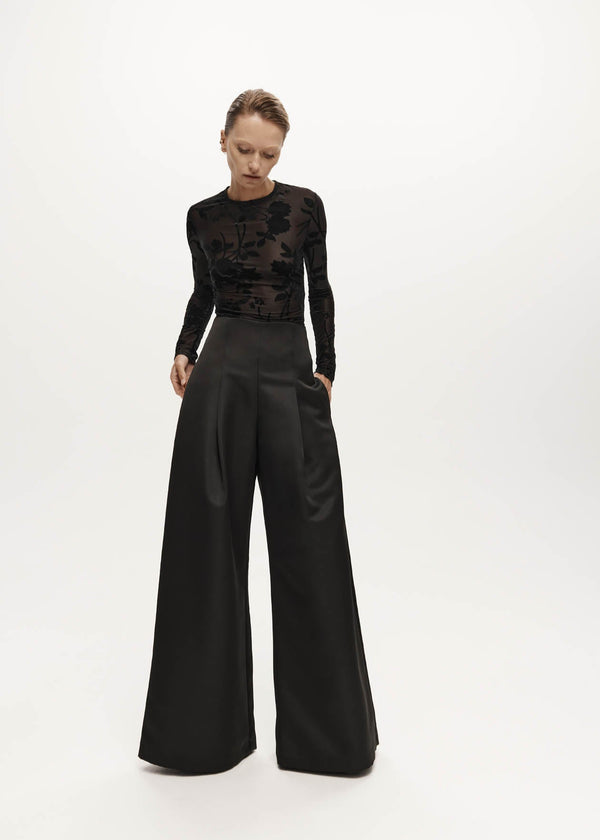 KENNEDY TROUSER: BLACK SATIN