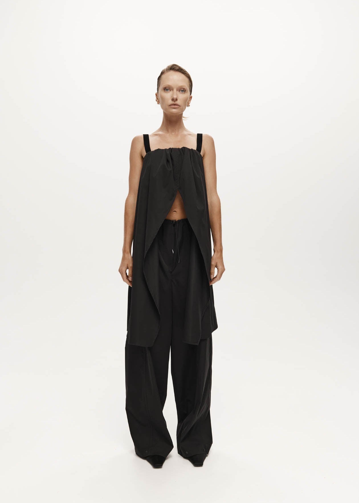 TANAKA TROUSER: BLACK TECH TAFFETA