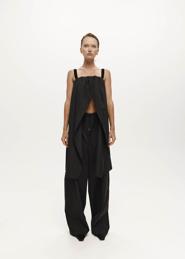 TANAKA TROUSER: BLACK TECH TAFFETA