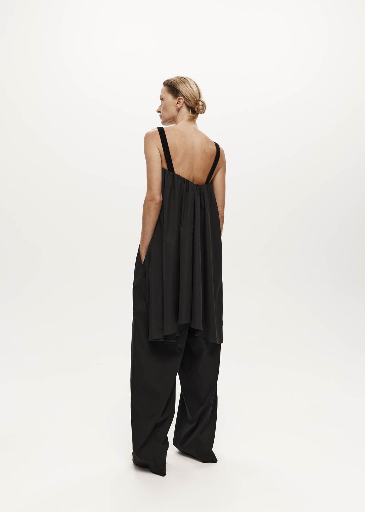 TANAKA TROUSER: BLACK TECH TAFFETA