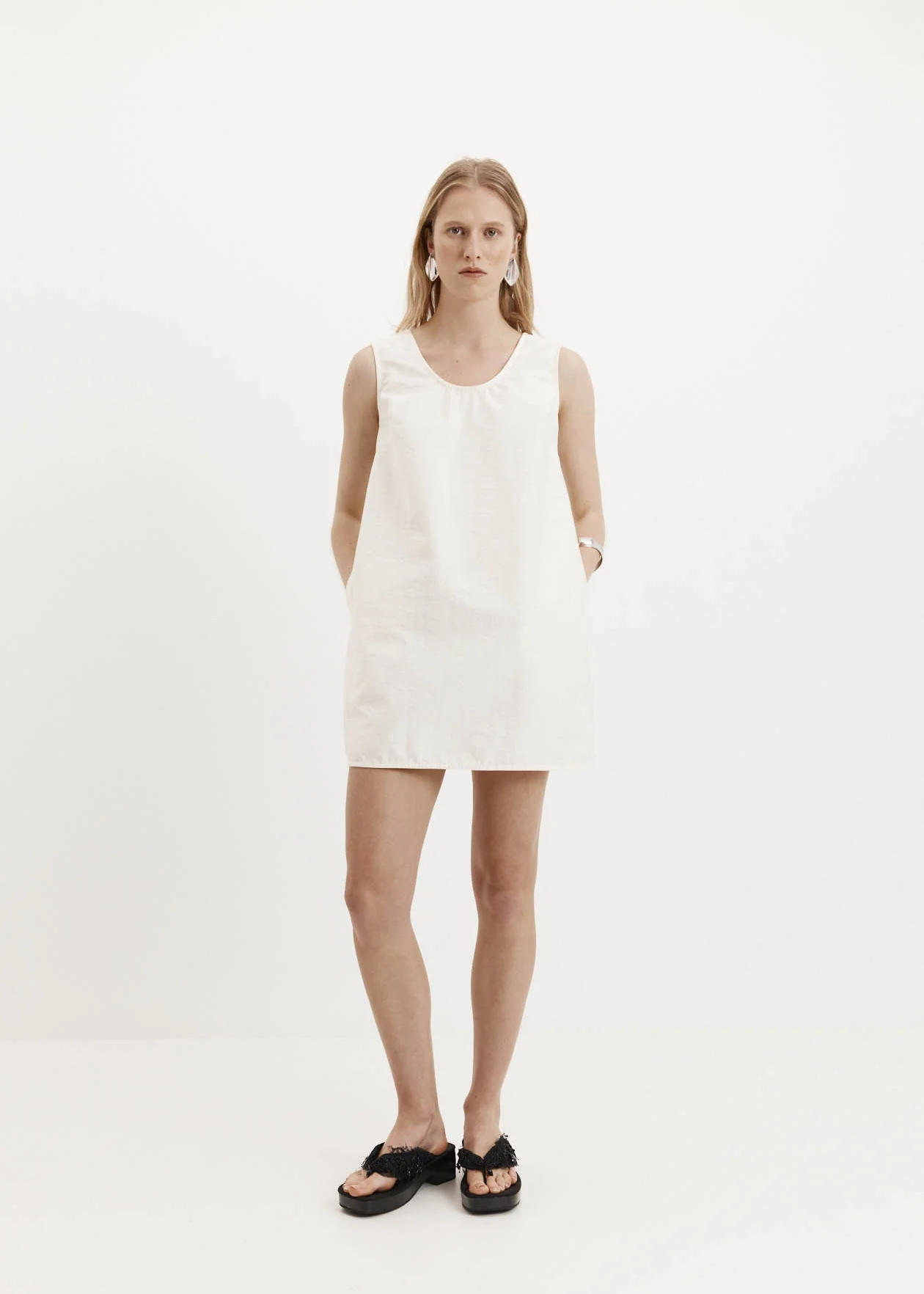 Gigi Mini Dress Textured Cotton: Cream
