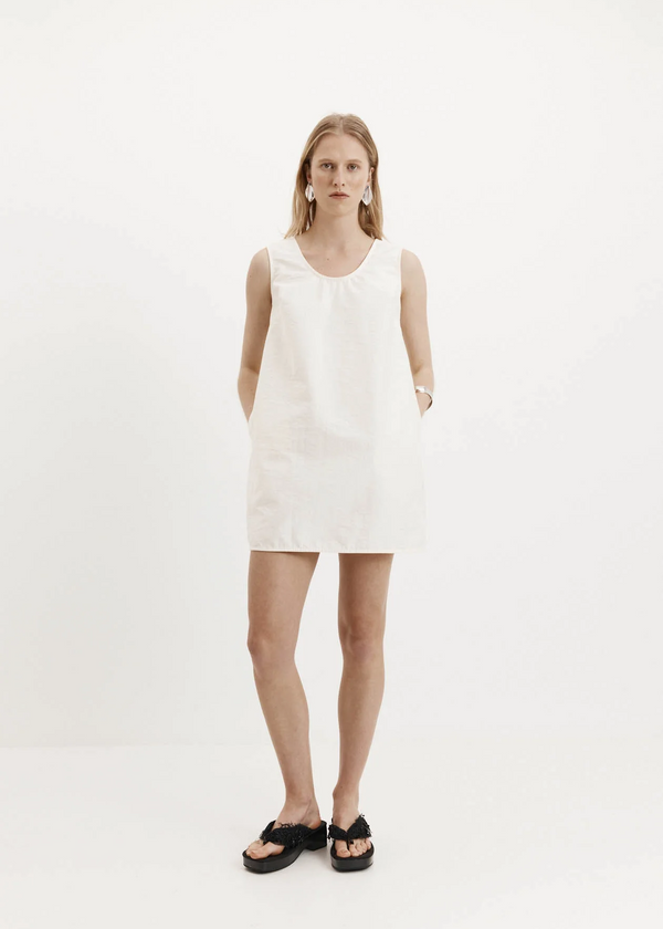 Gigi Mini Dress Textured Cotton: Cream