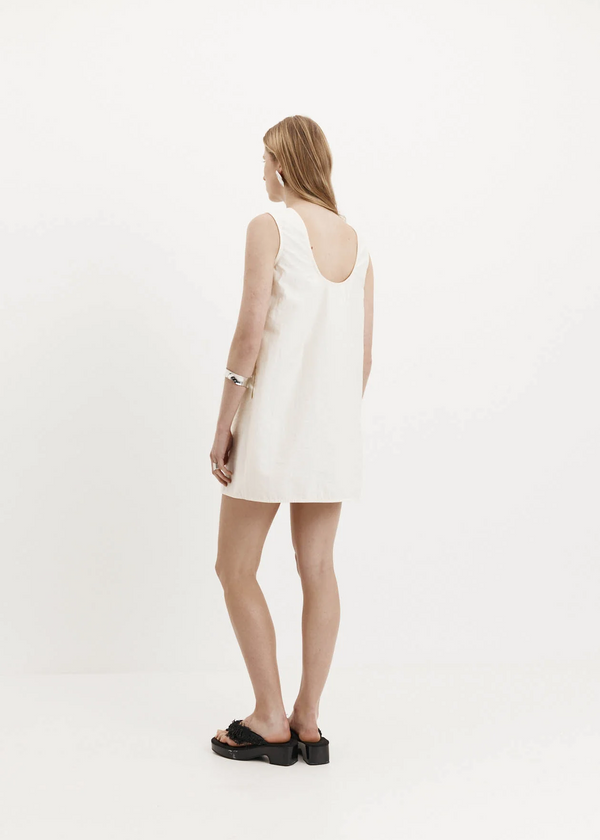 Gigi Mini Dress Textured Cotton: Cream