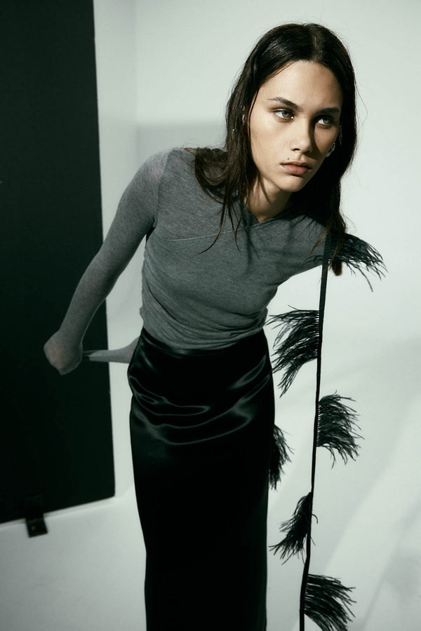TILDA SKIRT: BLACK SATIN