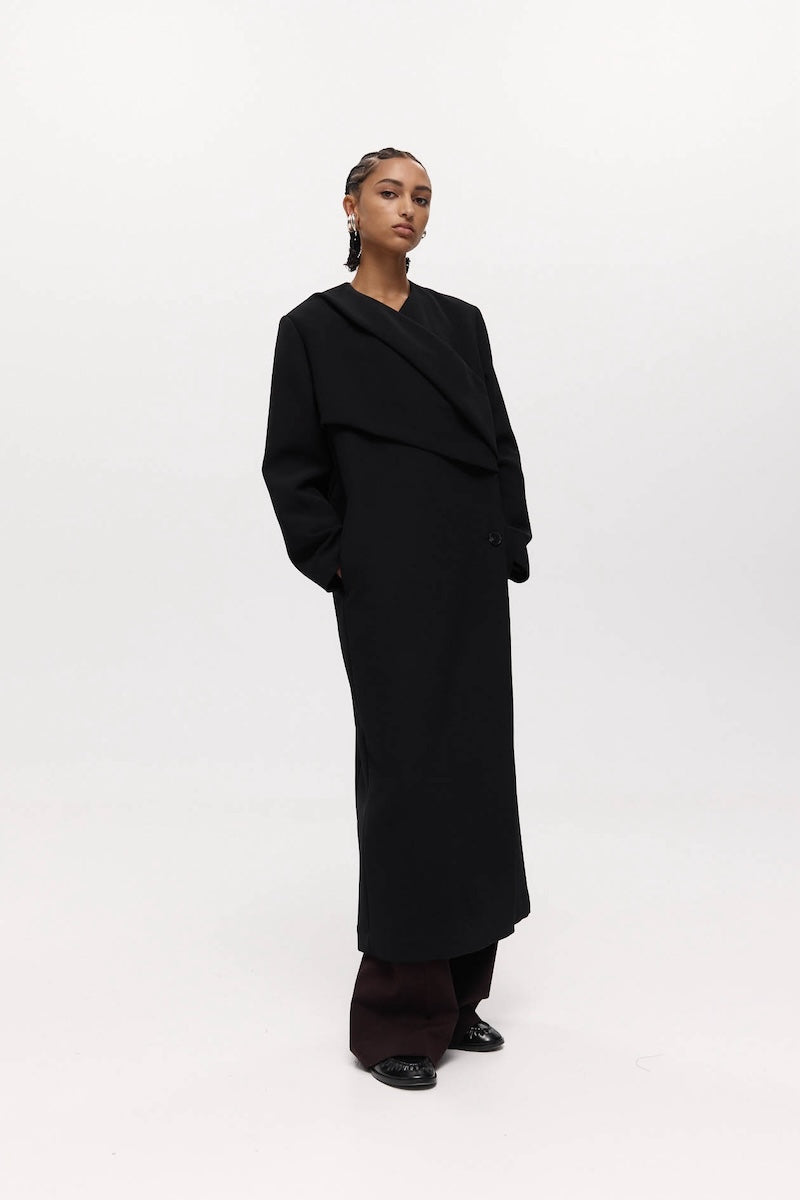 ROAN WRAP COAT: BLACK