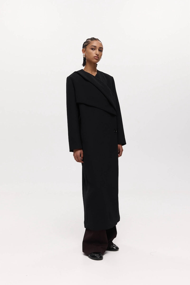 ROAN WRAP COAT: BLACK