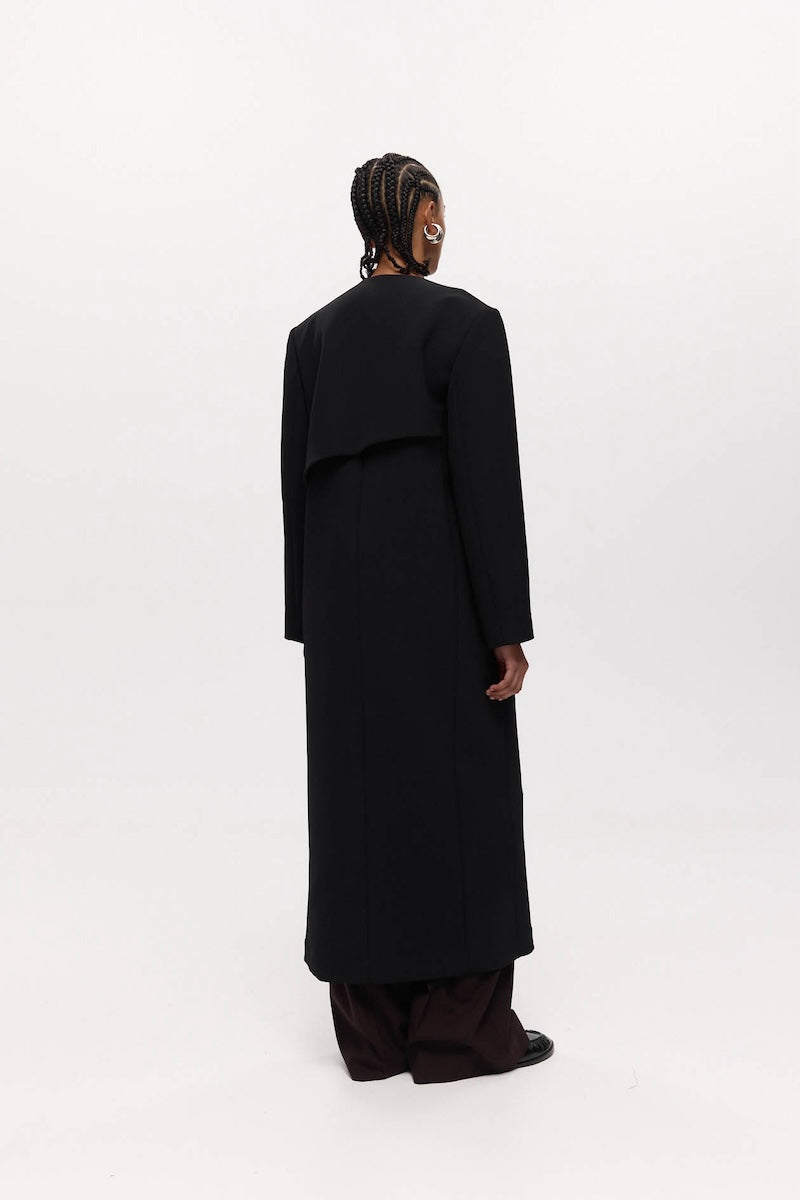 ROAN WRAP COAT: BLACK