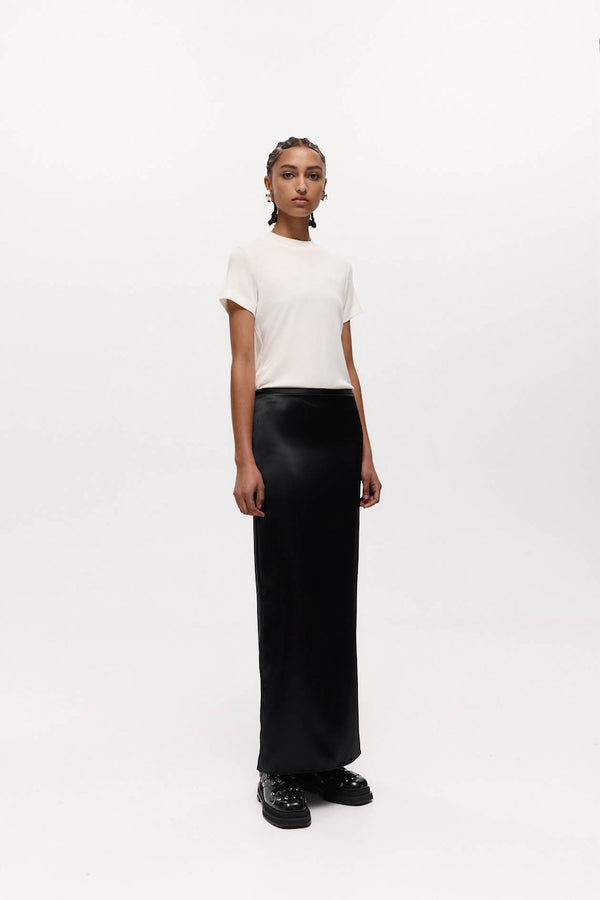 TILDA SKIRT: BLACK SATIN