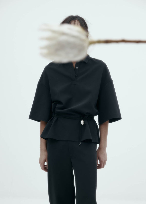 Short Sleeve Orwell Polo: Black Sorona