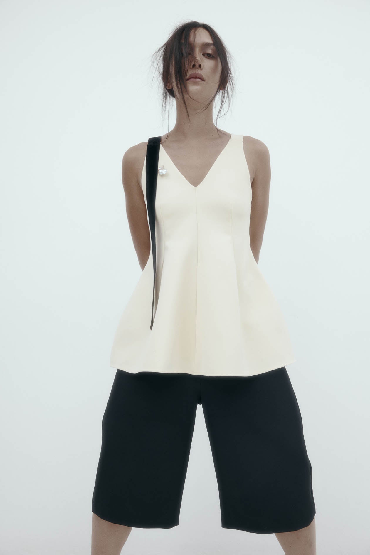 Lucinda Top: Bone Bonded Suiting