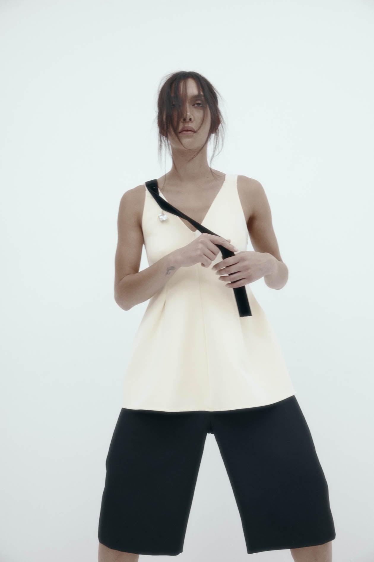 Lucinda Top: Bone Bonded Suiting