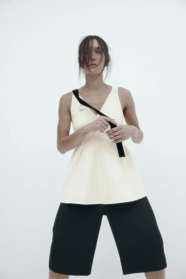 Lucinda Top: Bone Bonded Suiting