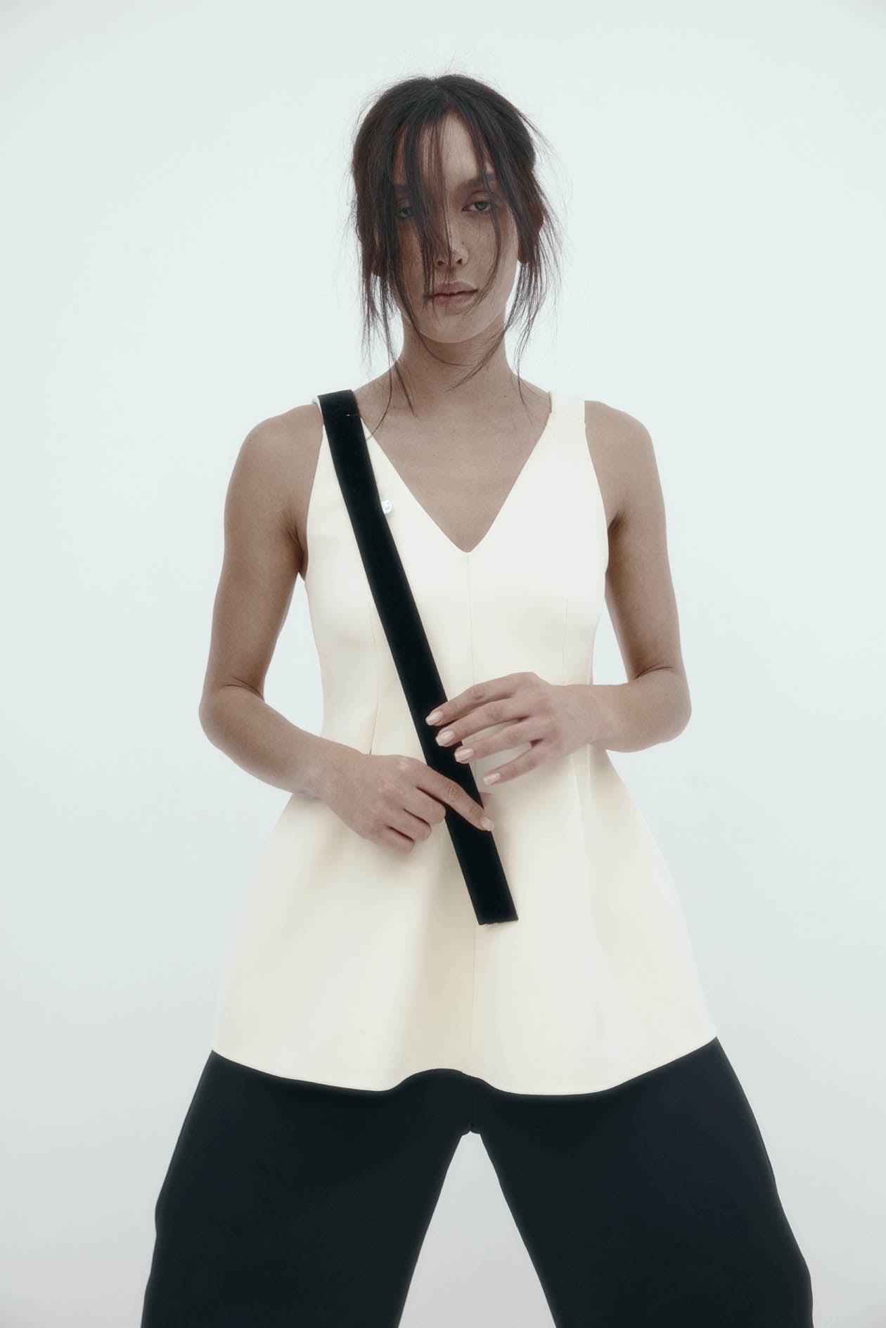 Lucinda Top: Bone Bonded Suiting