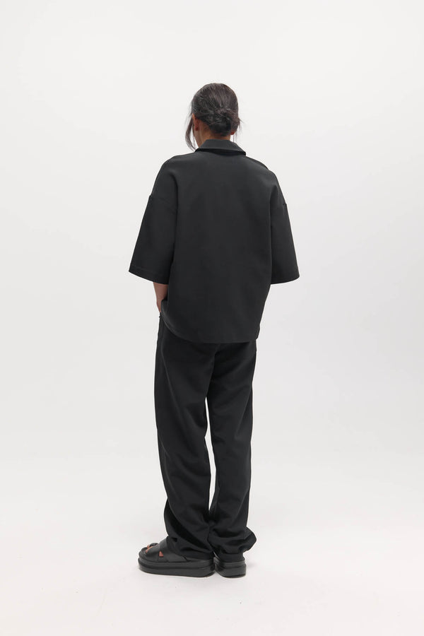 Short Sleeve Orwell Polo: Black Sorona
