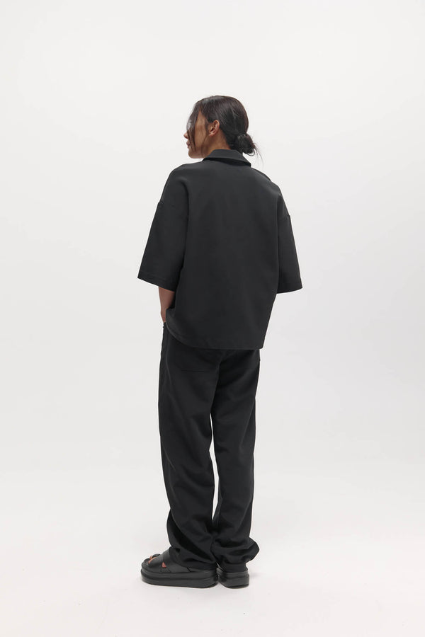 Short Sleeve Orwell Polo: Black Sorona