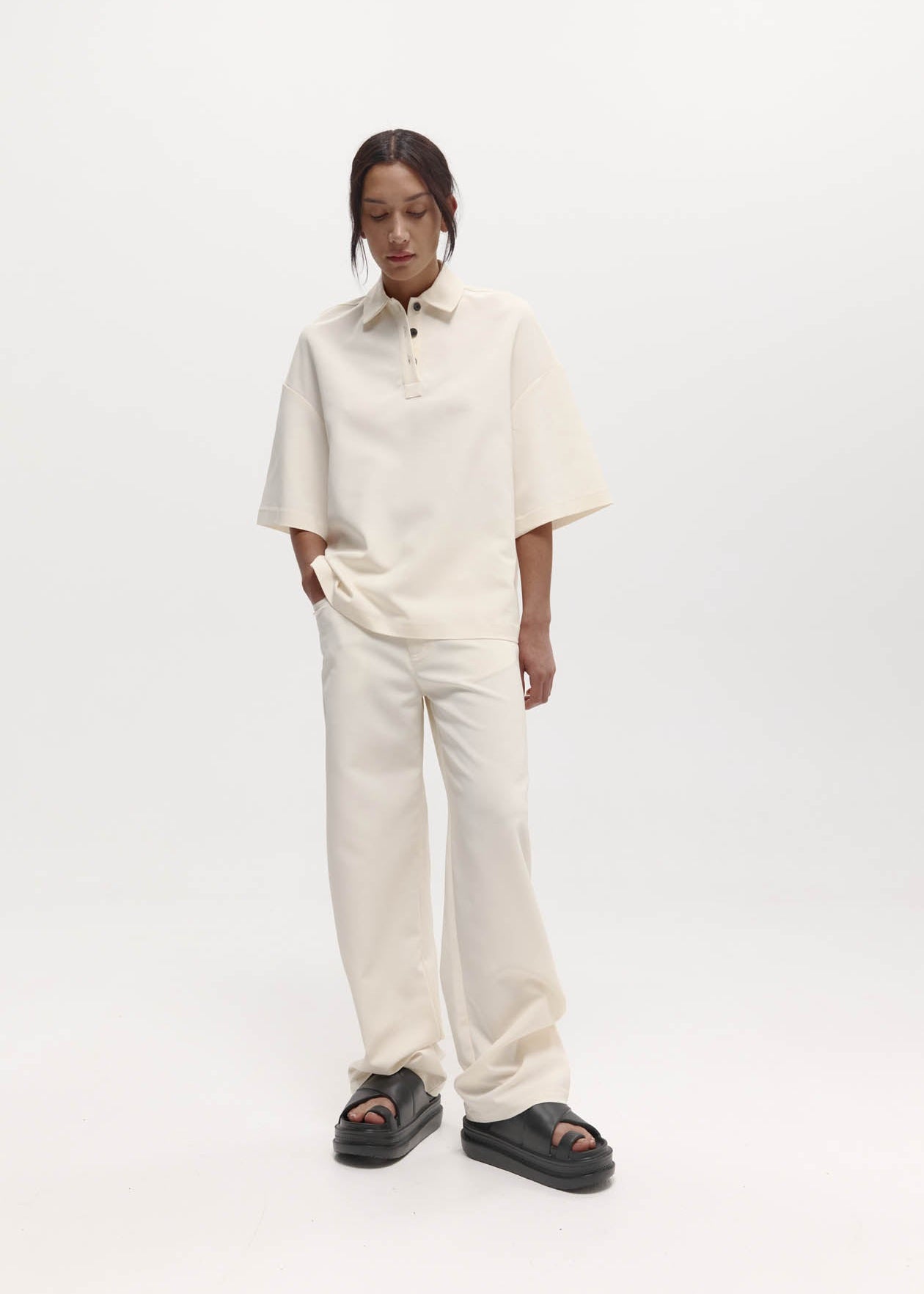 Short Sleeve Orwell Polo: Cream Sorona