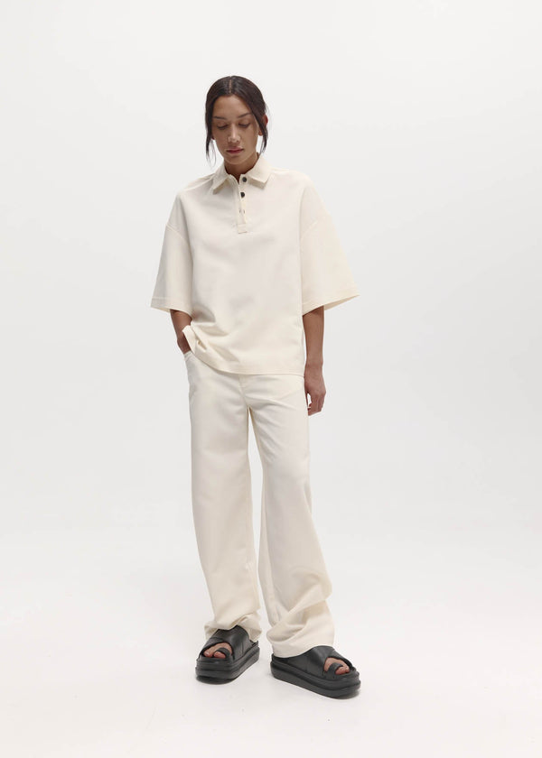 Short Sleeve Orwell Polo: Cream Sorona